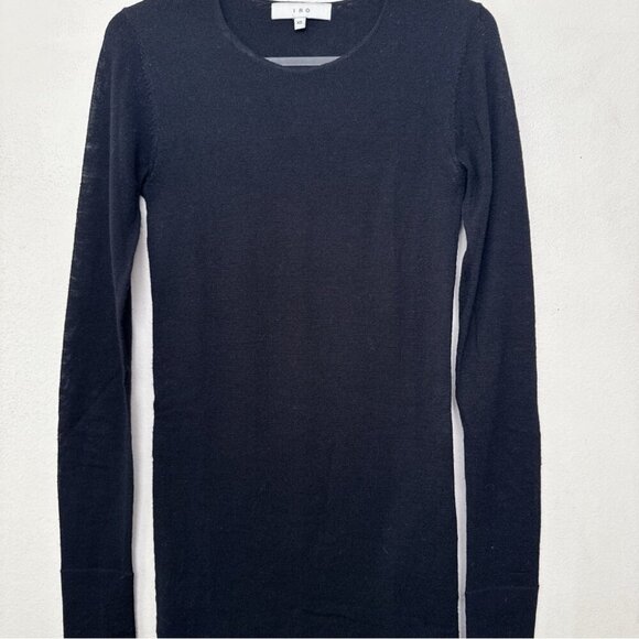 IRO Womens Xsmall Crew Neck Wool Bodycon Mini Dress In Black - Picture 7 of 14